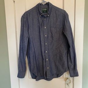 Gitman Vintage Oxford button down. Blue herringbone linen cotton blend